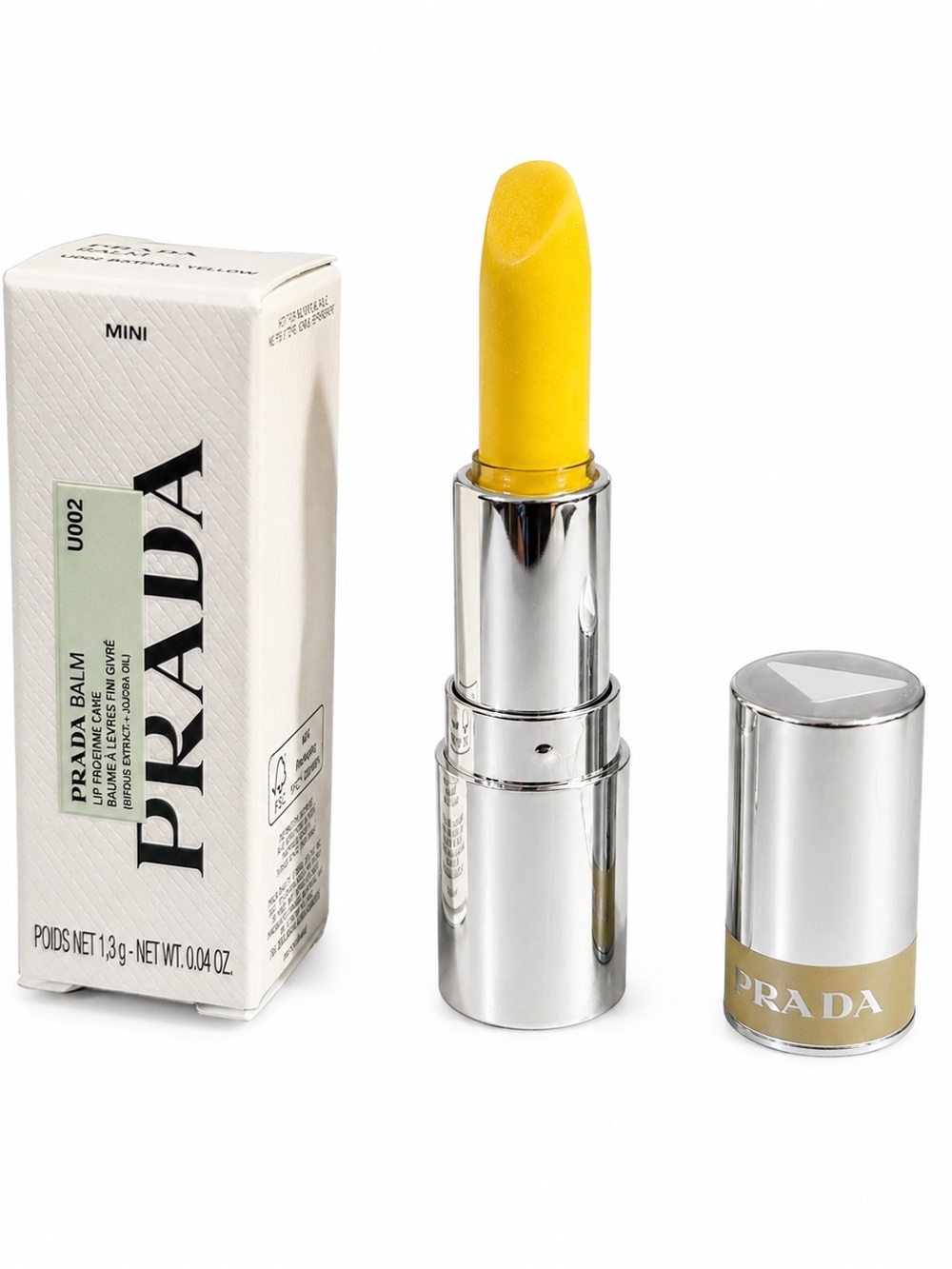 NIB Prada Balm Mini U002 Banana Yellow Lip Balm Luxury Beauty Sample